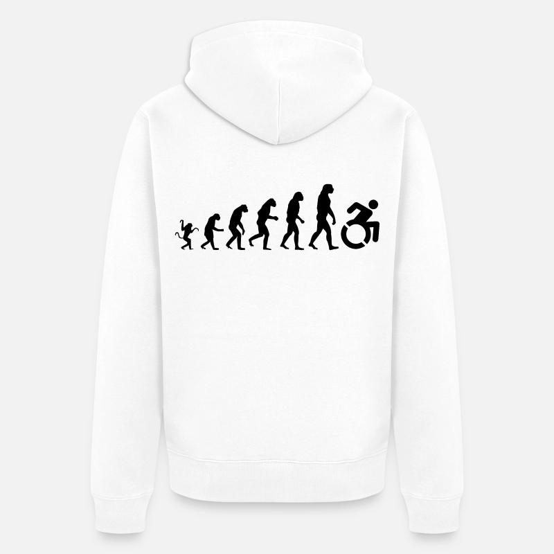 Evolution des Rollstuhls * - Unisex Premium Bio Zip Hoodie - Weiß