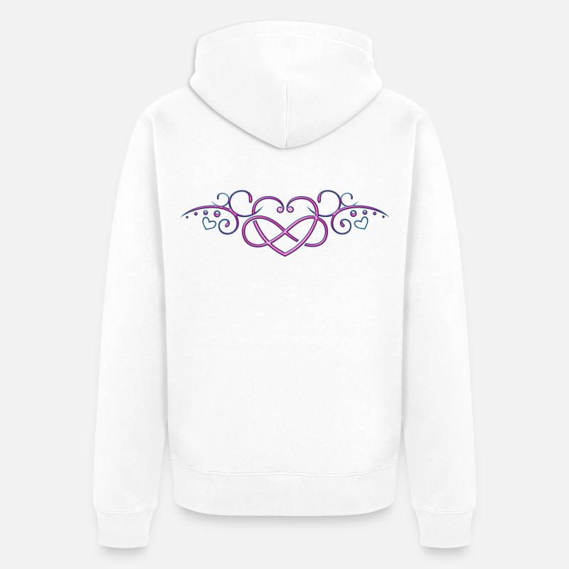 Coeur avec signe de l'infini, rose - Veste à capuche bio Premium Unisexe - blanc