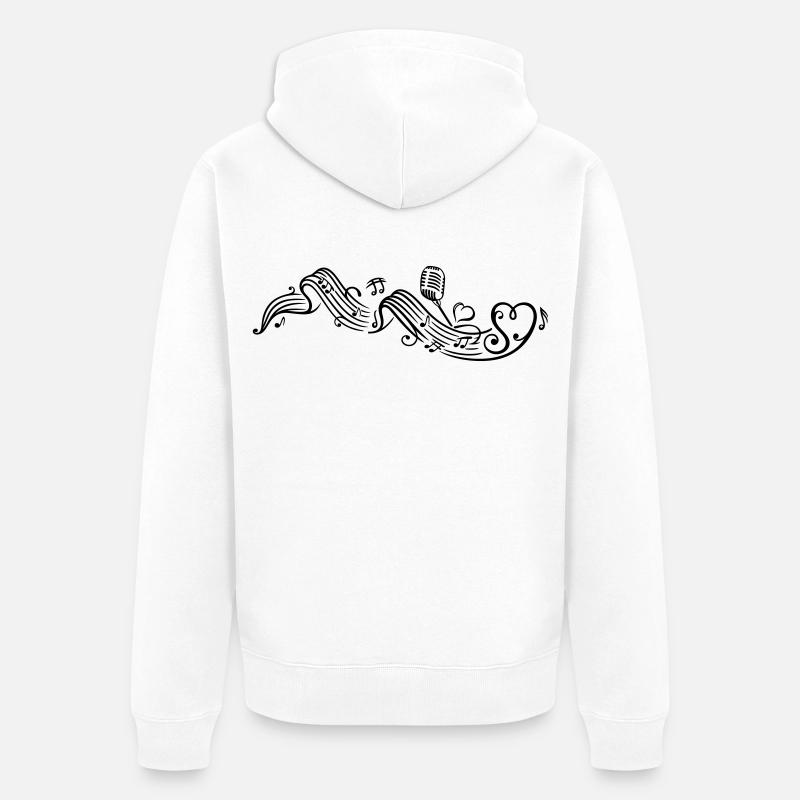 Notenblatt mit microphon, music, notes, clef - Veste à capuche bio Premium Unisexe - blanc
