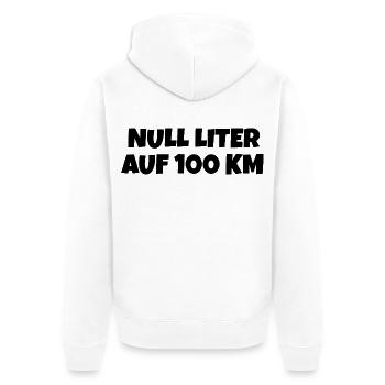 Null Liter auf 100 Km Fahrrad Spruch - Unisex Premium Bio Zip Hoodie - Weiß - Hinten - Thijin (182cm)