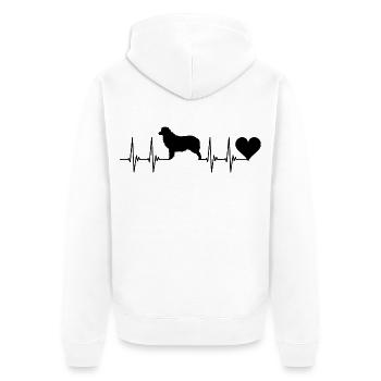 Australian Shepherd , Hund, Herz, Puls, Tiere, EKG - Unisex Premium Bio Zip Hoodie - Weiß - Hinten - Thijin (182cm)