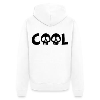 Totenkopf und cool (schwarz) - Unisex Premium Bio Zip Hoodie - Weiß - Hinten - Thijin (182cm)