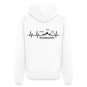Alpenüberquerung Herzschlag - Unisex Premium Bio Zip Hoodie - Weiß - Hinten - Thijin (182cm)