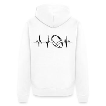American Football Pulsschlag - Unisex Premium Bio Zip Hoodie - Weiß - Hinten - Thijin (182cm)