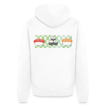 Sushi: Watercolor Wagara - Unisex Premium Organic Zip Hoodie - white - Back - Thijin (182cm)