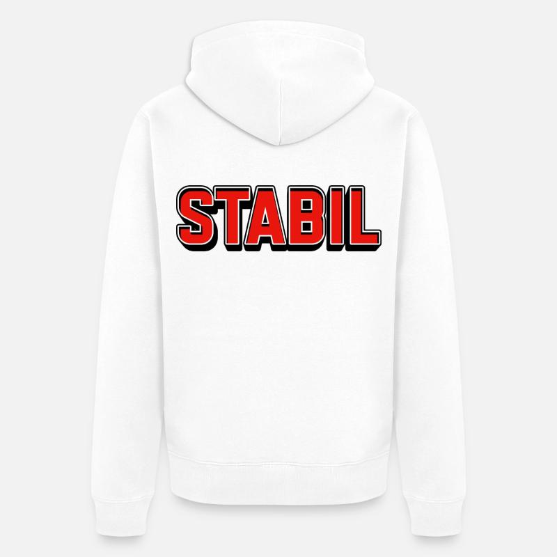 Lettrage en blocs rouge vif stable - Veste à capuche bio Premium Unisexe - blanc