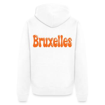 Brüsseler Orange Tippfehlerblasen - Unisex Premium Bio Zip Hoodie - Weiß - Hinten - Thijin (182cm)