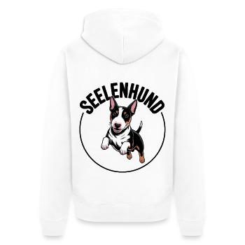 Minibullterrier - mein Seelenhund - Unisex Premium Bio Zip Hoodie - Weiß - Hinten - Thijin (182cm)