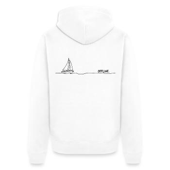 offline. Segeln Minimal Oneline Statement - Unisex Premium Bio Zip Hoodie - Weiß - Hinten - Thijin (182cm)