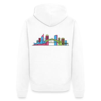 Sydney City Skyline Opera House Bridge Line Kunst - Unisex Premium Bio Zip Hoodie - Weiß - Hinten - Thijin (182cm)
