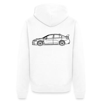 WRX Line Silhouette – Turbo Rally Art - Unisex Premium Bio Zip Hoodie - Weiß - Hinten - Thijin (182cm)