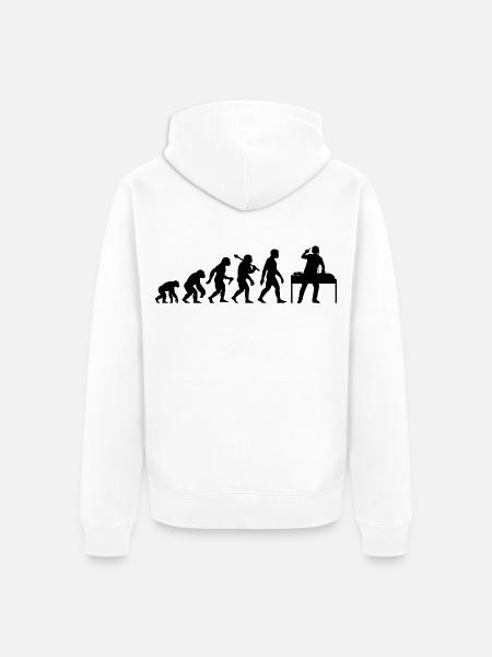 DJ Evolution Deejay Disc-Jockey Mischpult + Venyl - Unisex Premium Bio Zip Hoodie - Weiß