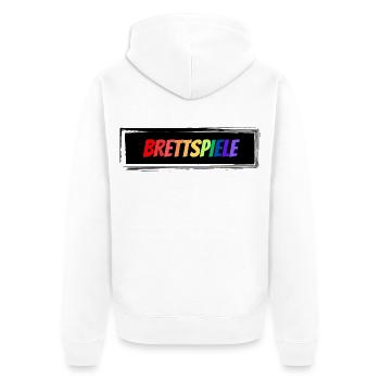 Brettspiele bunter Schriftzug - Unisex Premium Bio Zip Hoodie - Weiß - Hinten - Thijin (182cm)