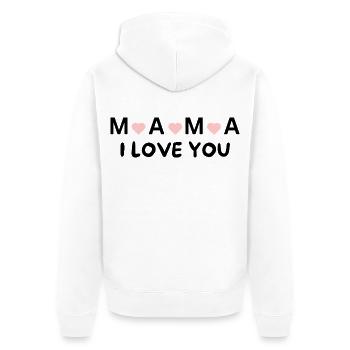 Mama, I Love You – Herz-Design für die beste Mama - Unisex Premium Bio Zip Hoodie - Weiß - Hinten - Thijin (182cm)