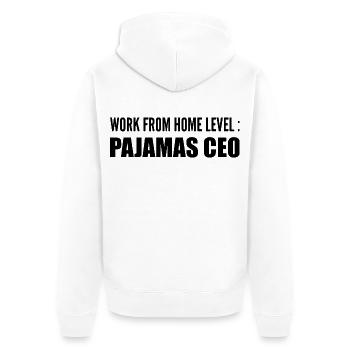 Work from home level : pajamas ceo - Unisex Premium Organic Zip Hoodie - white - Back - Thijin (182cm)