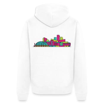 East Kilbride City Skyline Moderne Linienkunst - Unisex Premium Bio Zip Hoodie - Weiß - Hinten - Thijin (182cm)