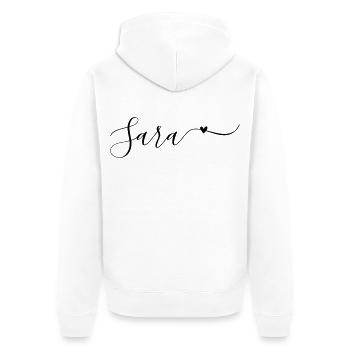 Sara Name Vorname Dekorativ - Unisex Premium Bio Zip Hoodie - Weiß - Hinten - Thijin (182cm)