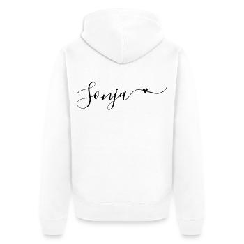 Sonja Name Vorname Dekorativ - Unisex Premium Bio Zip Hoodie - Weiß - Hinten - Thijin (182cm)