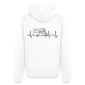 Camping love with heartbeat and motorhome - Unisex Premium Organic Zip Hoodie - white - Back - Thijin (182cm)