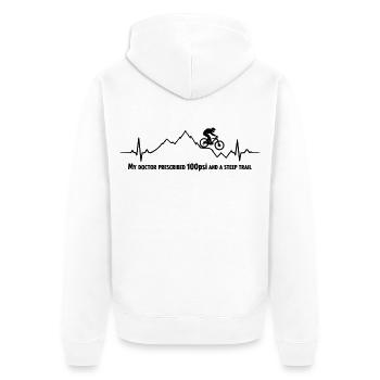 ECG VTT, battement de cœur Saut en VTT - Veste à capuche bio Premium Unisexe - blanc - Dos - Thijin (182cm)