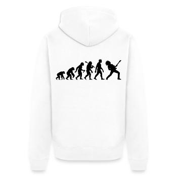 Gitarrist Evolution Für Rock und Metal Musiker - Unisex Premium Bio Zip Hoodie - Weiß - Hinten - Thijin (182cm)