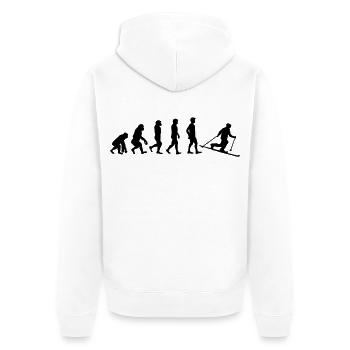Evolution Telemark - Unisex Premium Bio Zip Hoodie - Weiß - Hinten - Thijin (182cm)