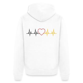 Deutschland Herzschlag  - Unisex Premium Bio Zip Hoodie - Weiß - Hinten - Thijin (182cm)