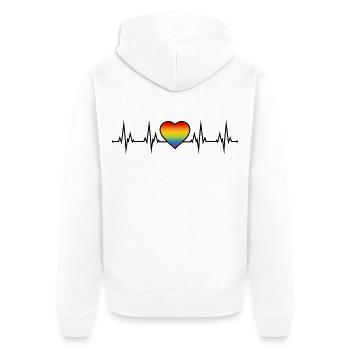 Rainbow heartbeat - Unisex Premium Organic Zip Hoodie - white - Back - Thijin (182cm)