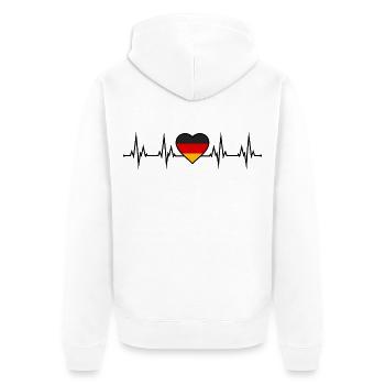 Deutschland Herzschlag - Unisex Premium Bio Zip Hoodie - Weiß - Hinten - Thijin (182cm)