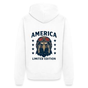 Eagle Pilot America Limited Edition - Veste à capuche bio Premium Unisexe - blanc - Dos - Thijin (182cm)