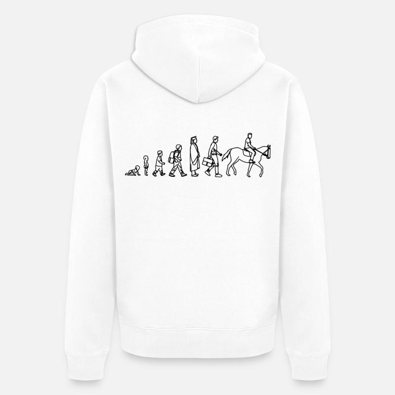 Evolution vom Kind zum Reiter - Unisex Premium Bio Zip Hoodie - Weiß