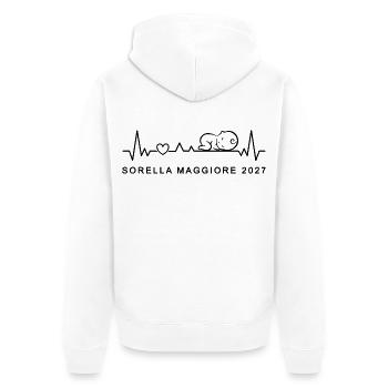 Tu Sarai Sorella Maggiore 2027 Battito Cardiaco - Unisex Premium Bio Zip Hoodie - Weiß - Hinten - Thijin (182cm)