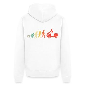 Kipplaster Fahrer Evolution - Unisex Premium Bio Zip Hoodie - Weiß - Hinten - Thijin (182cm)