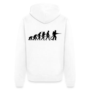 Feuerwehr Feuerwehrmann Evolution Für Den Einsatz - Unisex Premium Bio Zip Hoodie - Weiß - Hinten - Thijin (182cm)