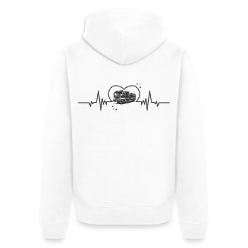 Feuerwehr Herzschlag Rettungsdienst Fan Geschenk - Unisex Premium Bio Zip Hoodie - Weiß - Hinten - Thijin (182cm)