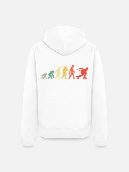 Retro Eisschnellauf Evolution Eisschnellläufer - Unisex Premium Bio Zip Hoodie - Weiß