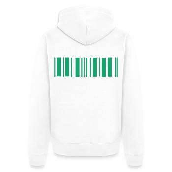 Strichcode - Unisex Premium Bio Zip Hoodie - Weiß - Hinten - Thijin (182cm)
