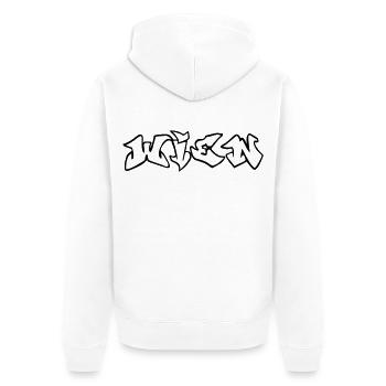 Wien - Unisex Premium Bio Zip Hoodie - Weiß - Hinten - Thijin (182cm)