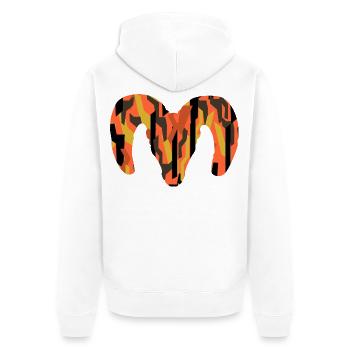Dickhornschaf Camouflage – Wildnis pur - Unisex Premium Bio Zip Hoodie - Weiß - Hinten - Thijin (182cm)