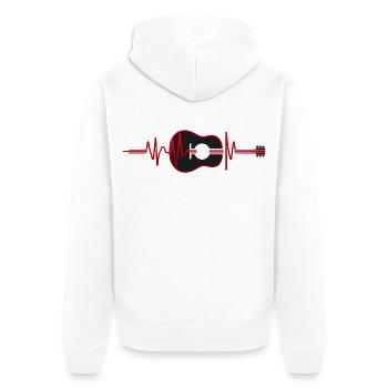 Silhouette einer Gitarre in einem Herzschlag. - Unisex Premium Bio Zip Hoodie - Weiß - Hinten - Thijin (182cm)