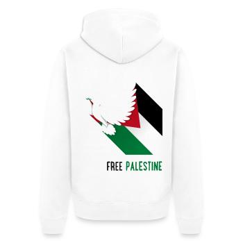 Colombe de la paix et drapeau de la Palestine Free - Veste à capuche bio Premium Unisexe - blanc - Dos - Thijin (182cm)