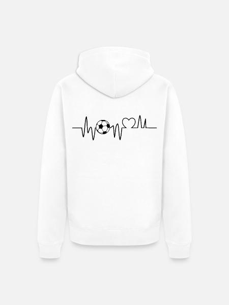Fußball Herzschlag Fussball Fußballer - Unisex Premium Bio Zip Hoodie - Weiß