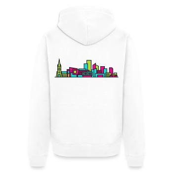 Derby City Skyline Kathedrale Moderne Linienkunst - Unisex Premium Bio Zip Hoodie - Weiß - Hinten - Thijin (182cm)