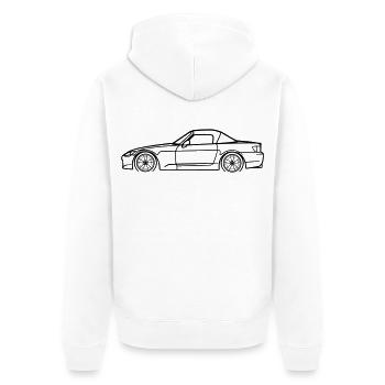 S2000 Line Silhouette – High‑Rev JDM Art - Unisex Premium Bio Zip Hoodie - Weiß - Hinten - Thijin (182cm)