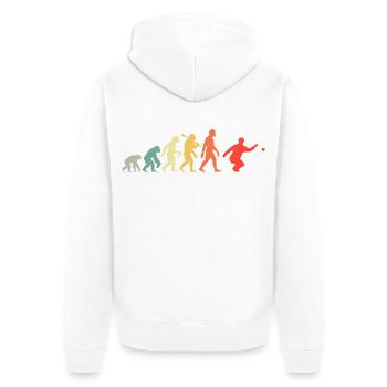Boccia Und Petanque Spieler Evolution Retro Grafik - Unisex Premium Bio Zip Hoodie - Weiß - Hinten - Thijin (182cm)