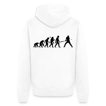 Baseball Evolution Schlagmann Baseballspieler - Unisex Premium Bio Zip Hoodie - Weiß - Hinten - Thijin (182cm)