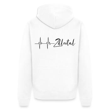Herzschlag Zillertal - Unisex Premium Bio Zip Hoodie - Weiß - Hinten - Thijin (182cm)
