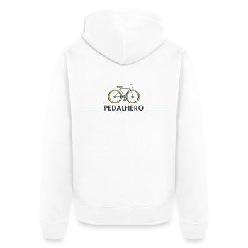 pedalhero radfahrer spruch bike mtb fahrrad - Unisex Premium Bio Zip Hoodie - Weiß - Hinten - Thijin (182cm)