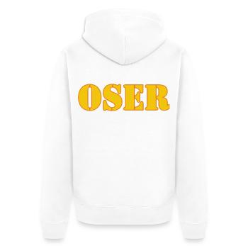 WAG U - Unisex Premium Bio Zip Hoodie - Weiß - Hinten - Thijin (182cm)