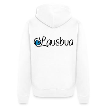 Lausbua - Unisex Premium Bio Zip Hoodie - Weiß - Hinten - Thijin (182cm)